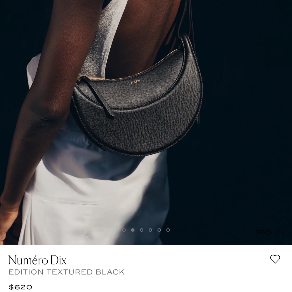 Polene Black Shoulder Bag Sleek Crescent Design